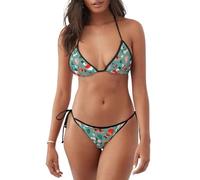 Set Bikini da Donna con Albero di Natale, Due Pezzi con Top a Triangolo Imbottito e Perizoma, Costume da Bagno