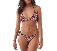 Set Bikini da Donna con Albero di Natale, Due Pezzi con Top a Triangolo Imbottito e Perizoma, Costume da Bagno