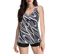 Set bikini da donna con stampa fluida e con stampa floreale retrò mostrano che siete attraenti ed eleganti. Se vi piace una vestibilità comoda, si prega di scegliere una taglia normale, Nero , S