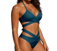 Set Bikini Due pezzi per le Donne Alta Costume da Bagno Push-up -cuore Swimwears Tankinis Set, Bu1, XL
