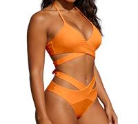 Set Bikini Due pezzi per le Donne Alta Costume da Bagno Push-up -cuore Swimwears Tankinis Set, RD1., XL