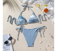 Set bikini estivo da donna con incrocio al collo L,M,S,XLColore unicoTessuto