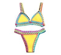Set bikini lavorato a maglia, set costume da bagno per nuotare | Costume da bagno in due pezzi, top bikini a vita bassa e slip per feste in spiaggia