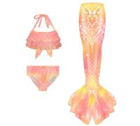 Set Bikini per Ragazze, Costume Bikini 3 Pezzi, Inclusi top, slip, gonne, Costume da Bagno per Ragazze, Adatto per spiaggia e piscina