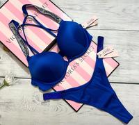Set Bikini Thong Bombshell A Due Coppe Blu Di Victoria's Secret