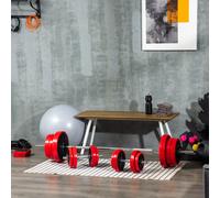 Set Bilanciere e Dischi 65kg totali per Workout in Casa, in Metallo, Sabbia di Ferro e Gomma, Rosso