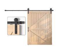 Set Binario Porta Scorrevole Barn Door Stile Loft Nero Acciaio 366 cm 120kg