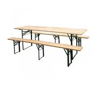 Set Birreria 220x80 in Legno Richiudibile con Tavolo 2 Panche a 3 Gambe