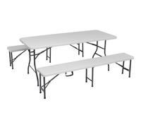 Set Birreria Biertischgarnitur Panca 3 Pz. Pieghevole IN Plastica 180cm