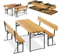 Set Birreria con 2 Panche e Tavolo Pieghevole Seduta con Schienale Salvaspazio