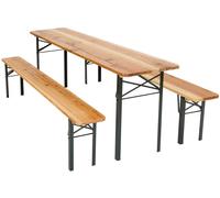 Set Birreria da Giardino Pieghevole in Legno Tavolo 200x70 cm e 2 Panche Vorghini