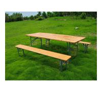 Set Birreria da Giardino Tavolo + 2 Panche Birreria in Legno Struttura in Ferro