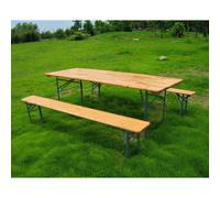 Set Birreria da Giardino Tavolo + 2 Panche Birreria in Legno Struttura in Ferro