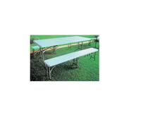 Set Birreria Pieghevole Esterno Tavolo e 2 Panche in HDPE e Acciaio cm183x76x74h