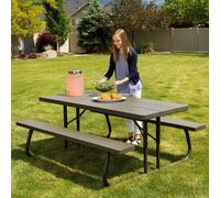 Set Birreria Richiudibile in Resina Tavolo 2 Panche Giardino Esterno Pieghevole