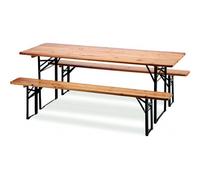 SET BIRRERIA TAVOLO + 2 PANCHE IN LEGNO NATURALE RICHIUDIBILE 120X60 cm 4F