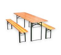 Set birreria tavolo con 2 gambe e panche in legno e acciaio per feste e campeggio 200x60xh77 cm