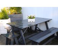 Set Birreria Tavolo con 2 Panche in Pino EssiccatoTaini Grigio