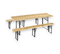 Set birreria tavolo con panche a 3 gambe in acciaio e legno per feste e campeggio 220x70xh77 cm