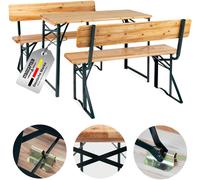 Set Birreria Tavolo e Panche con Schienale da Giardino Balcone in Legno 119cm