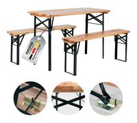 Stagecaptain BB-117 Hirschgarten Set tenda da birra per balcone e per il giardino - Versione corta con 117 cm di lunghezza - 1x tavolo, 2 x panca - In legno e pieghevole - Natura