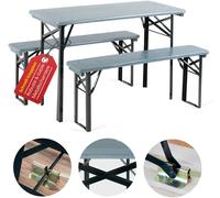 Set Birreria Tavolo e Panche Richiudibile da Giardino Balcone in Legno Grigio