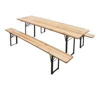 BIRRERIA SET TAVOLO+PANCHE RICHIUDIBILE TAVOLO GIARDINO LEGNO 80x200cm VERDELOOK