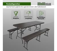 Set Birreria Testo Scorrevole Pieghevole Simil Legno Tavolo Campeggio 3tl 180cm
