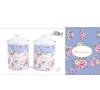 Set Bis Barattoli da Cucina Sale Grosso Sale Fino in Ceramica Romantic Rose