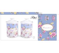 Set Bis Barattoli da Cucina Zucchero e Caffè in Ceramica Romantic Rose