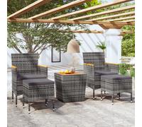 Set Bistrot Giardino 5 pz Polyrattan e Massello Acacia Grigio