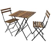 Fraschetti Set Bistrot Woody Tavolo e 2 sedie in acciaio con doghe in legno per balcone e giardino