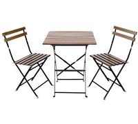 SET BISTROT WOODY TAVOLO E 2 SEDIE IN ACCIAIO CON DOGHE IN LEGNO