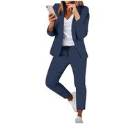 Set blazer da donna, 2 pezzi, completo aperto sul davanti, elegante giacca e pantaloni, abbigliamento da ufficio casual da ufficio