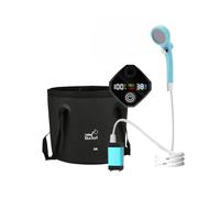 (Set blu cielo da 6000 mA) Doccia da campeggio portatile con pompa ricaricabile, kit doccia da esterno pieghevole