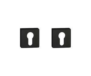 Set Bocchetta Bocchette Quadrata per Serratura Yale | Copri Foro Nero Opaco e Cromo Satinato | Design Moderno e Resistente per Porte Interne ed Esterne | Set da 1 e 2 Pezzi (2, Nero)