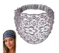 Set Boho-chic Crystal & Pearl Embellished Wide Headbands, Boho Chic Headband, Hair Accessories with Floral Lace Trim (Sliver)