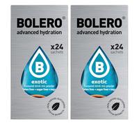 Set Bolero Drink da 48 Bustine 3 grammi Exotic 3 gr Gusti Diversi Assortimento alla Frutta Preparato Polvere Solubile Bevanda Fresca in Acqua,144 grammi dolcificato stevia,0.14 kilograms
