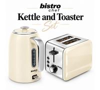 Set Bollitore Cordless Bistro Chef & Tostapane 2 Fette 1000W Larghezza
