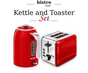 Set Bollitore Cordless Bistro Chef & Tostapane 2 Fette 1000W Larghezza
