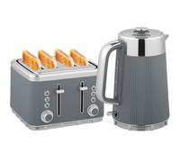 Set bollitore e tostapane HOMCOM Bollitore rapido da 1,7 l e 2200 W con interno in acciaio inossidabile, filtro anticalcare, corpo freddo al tatto, termostato Tostapane a 4 fette con 7 livelli di