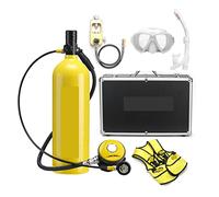 Set bombole per immersioni subacquee Respiratore Da Immersione Da 2 Litri Attrezzatura Da Immersione Bombola Di Gas In Alluminio Nuoto For Adulti Snorkeling Manometro Pressione Residua(Yellow,D)