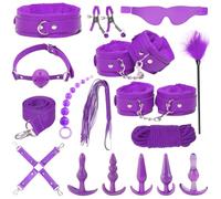 Set Bondage 16 Pezzi per San Valentino, SM Sessuale Set Restrizioni BDSM con Plug Anale Manette Caviglia Morsetti Capezzoli, Sex Toys Giocattoli Sessuali Erotici per Coppie Uomo Donna