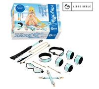 Set Bondage 8pz Vivid Sorairo - Blu Lucido, Collare, Manette, Flogger