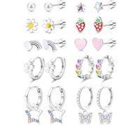 Set Borchie Nasali Design Minimalista Carino con Strumenti，Adatto per Piercing Cartilagine Sopracciglia e Labbra，Unisex per Ogni Genere.(Silver)