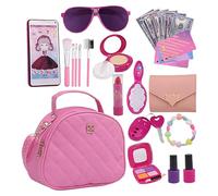 Set borsetta per ragazze, borsa da gioco per bambine | Borsa per bambina con kit di giocattoli 27X | Borsa giocattolo da vestire con portafoglio, telefoni, occhiali da sole, chiavi, carte di credito p