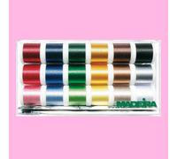 SET BOX 18 FILATI FILI MADEIRA RAYON COLORI DA PER CUCIRE QUILT MACCHINA RICAMO