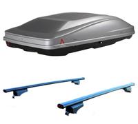 Set BOX + Barre Portatutto realizzato per KIA CARENS dal 2013 al 2016 capiente 420 Litri in Grigio chiaro con Chiave Barre 127 CM + Kit Attacchi