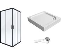 Set box doccia Deante Funkia KYC_N41K, piatto doccia quadrato Deante Corner KTC_041B, NHC_025C