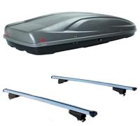 Set BOX tetto con Barre realizzato per KIA CARENS dal 2013 al 2016 capiente 390 Litri in Grigio scuro con Serratura Barre 127 CM c/Serratura
